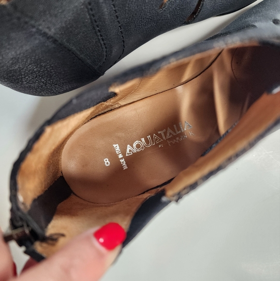 Aquatalia Marvin K Frieda ankle boots leather Gray Cutout booties size 8 - Picture 7 of 8